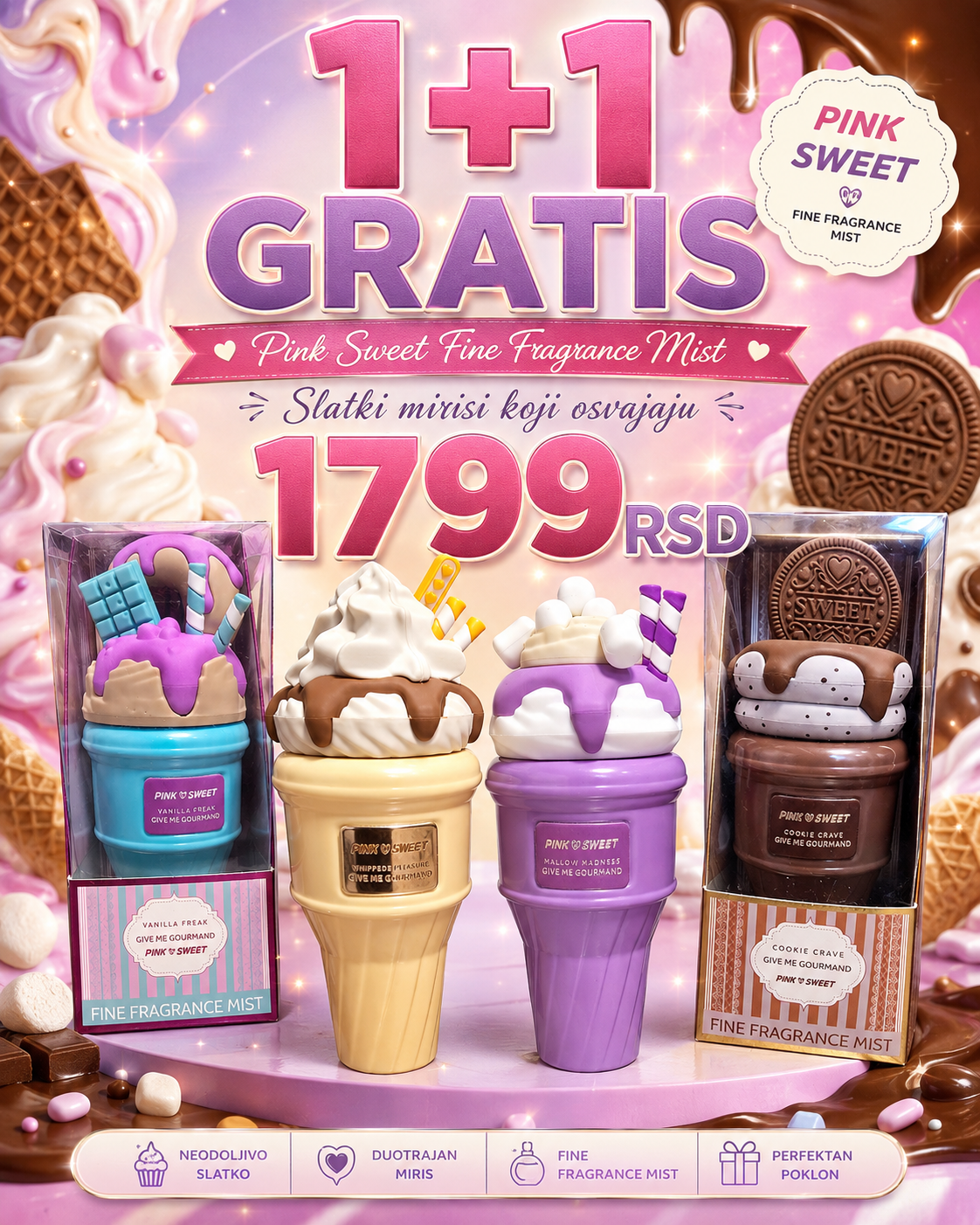 Pink Sweet Fine Fragrance Mist 1+1 GRATIS – slatka mirisna maglica
