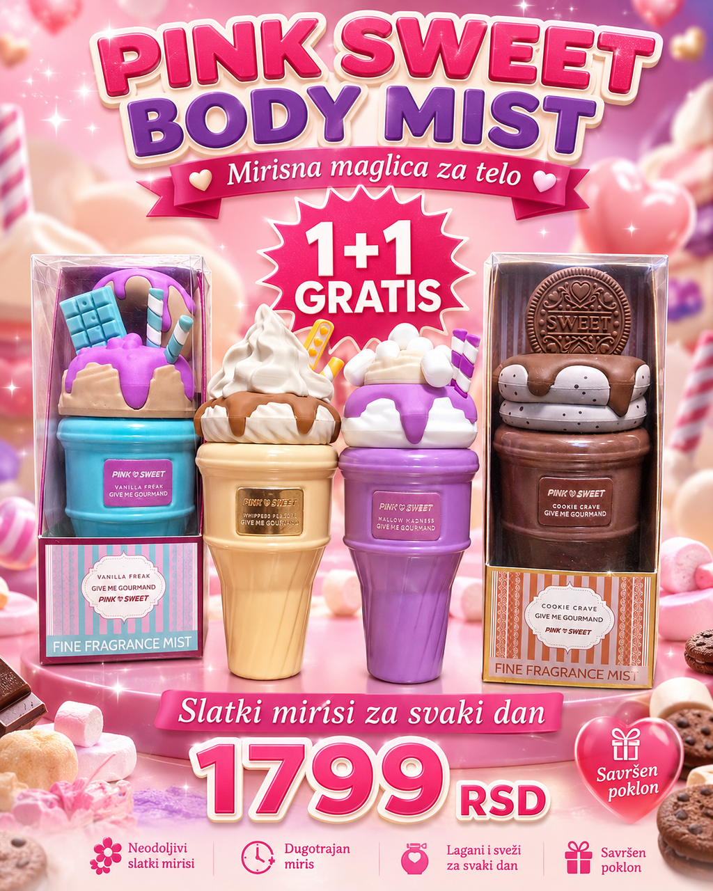 Pink Sweet Fine Fragrance Mist 1+1 GRATIS – slatka mirisna maglica