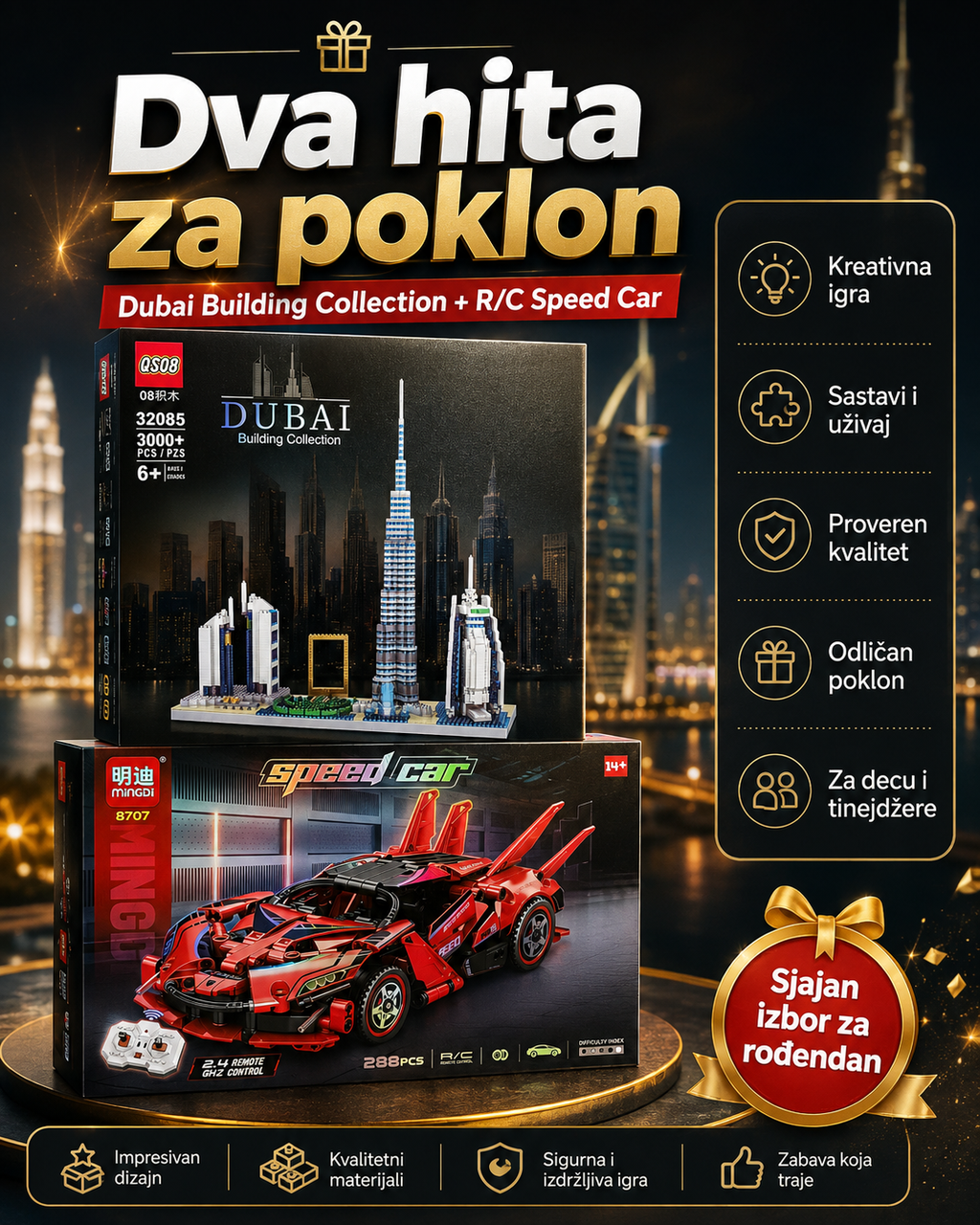 Dubai Building Collection + R/C Speed Car – veliki kreativni set