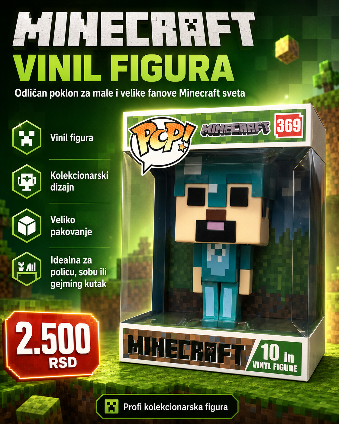 Minecraft vinil figura – kolekcionarska figura u kutiji
