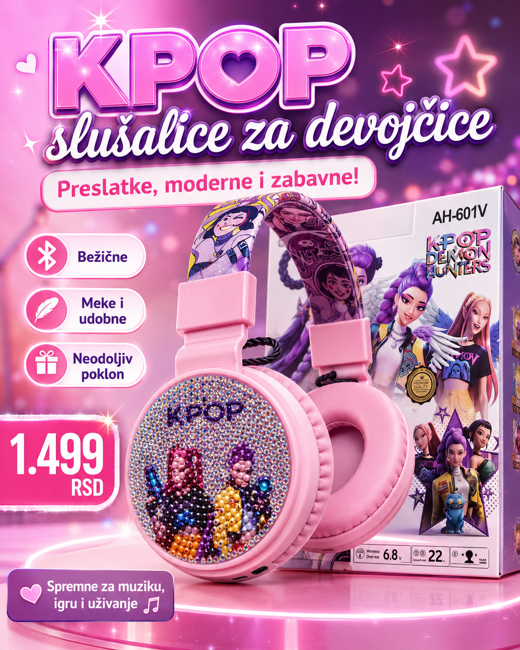 K-POP ili Stitch Bežične slušalice za decu