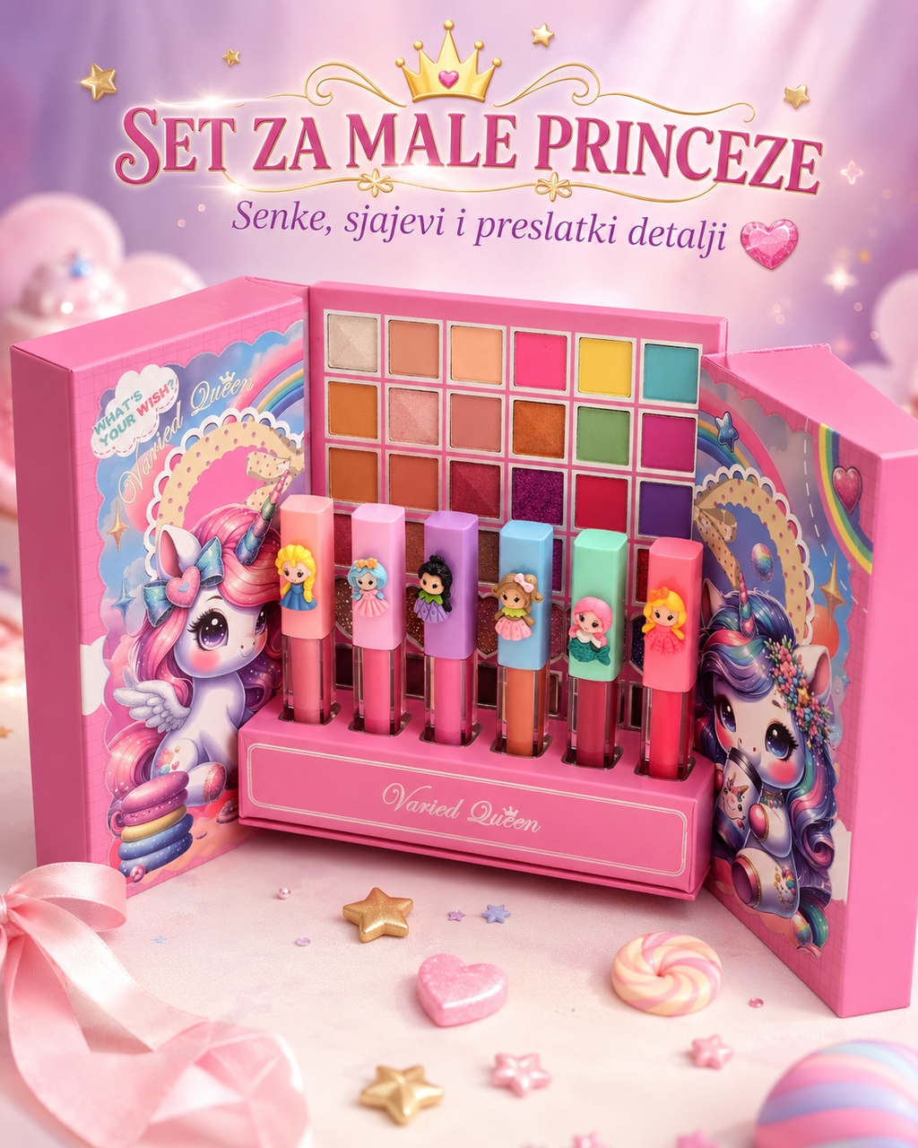 Unicorn set šminke za decu – senke i sjajevi za usne