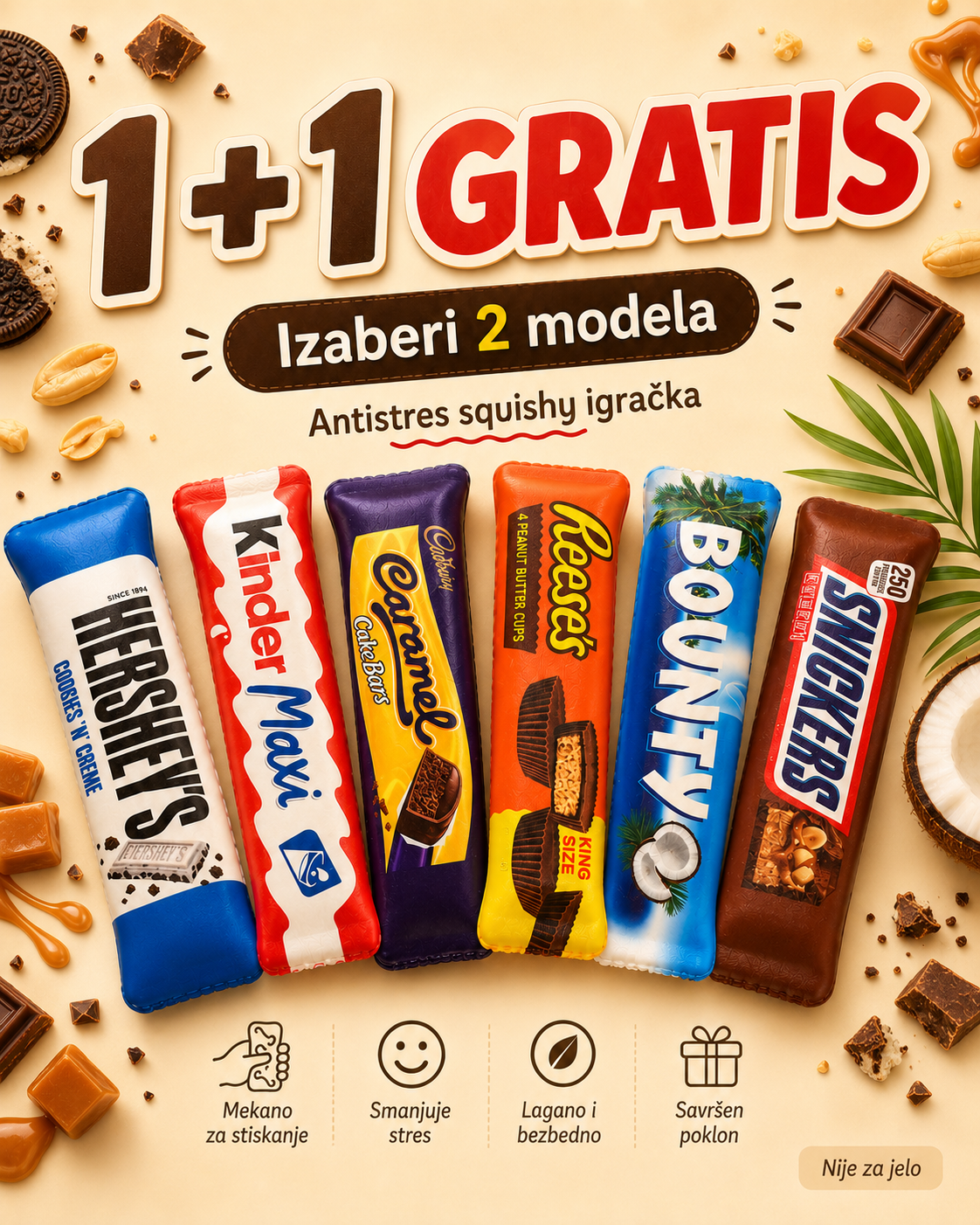 Antistres Squishy čokoladice – 1+1 GRATIS | Izaberi 2 modela
