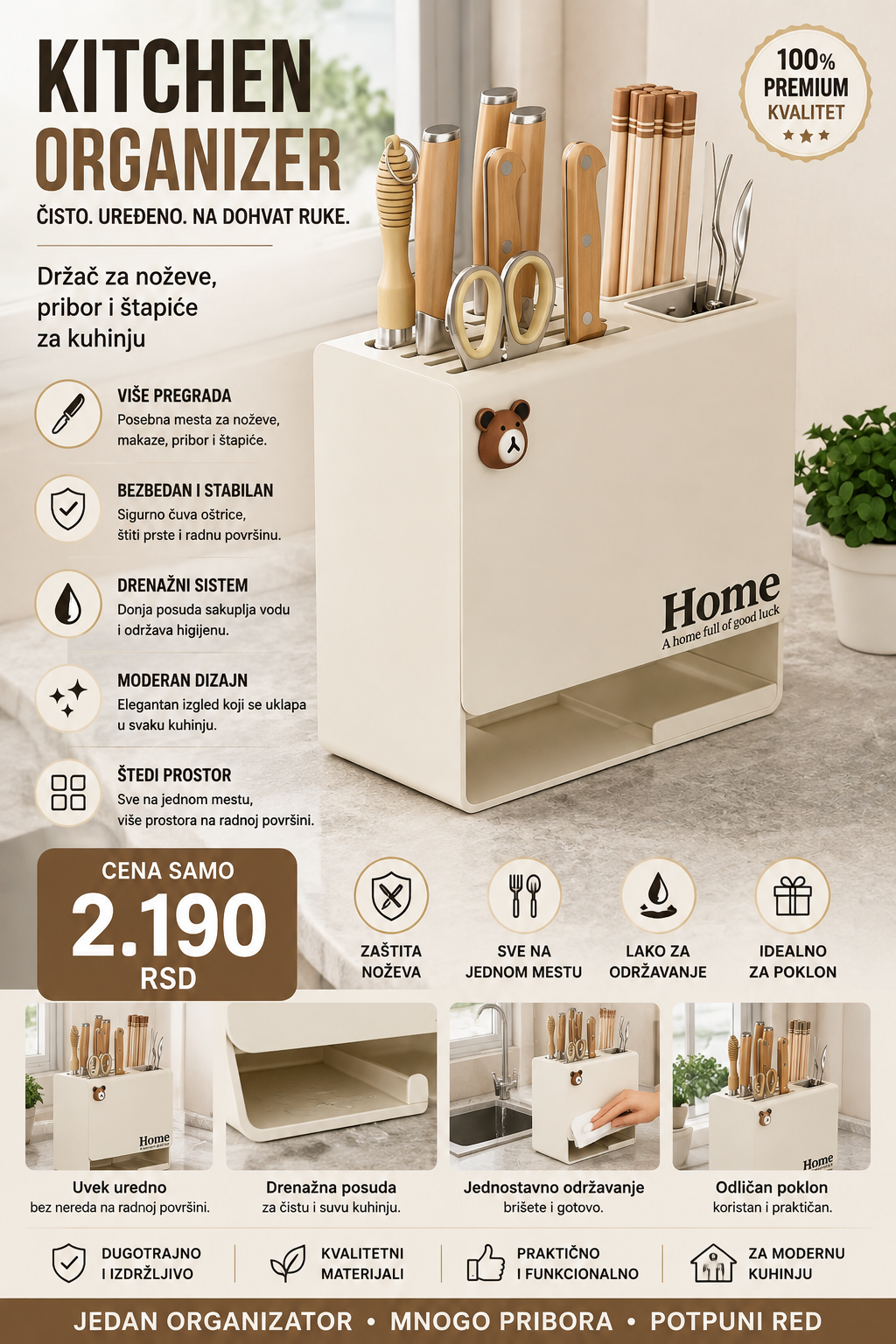 Premium Kitchen Organizer – multifunkcionalni držač za noževe i pribor