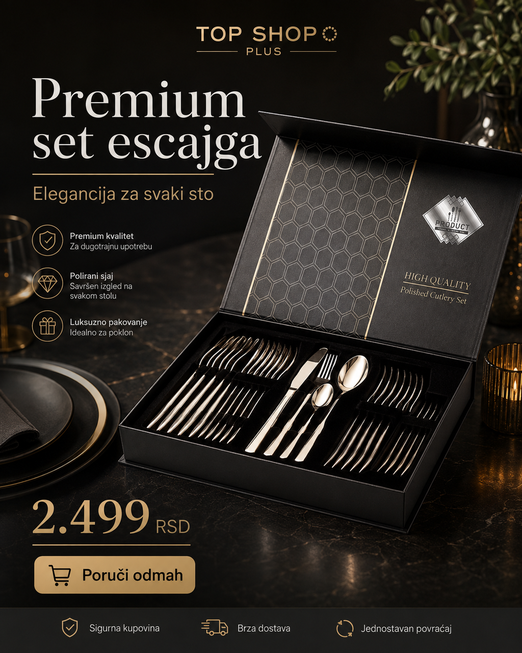 Premium set escajga u luksuznoj kutiji – elegancija za svaku trpezu