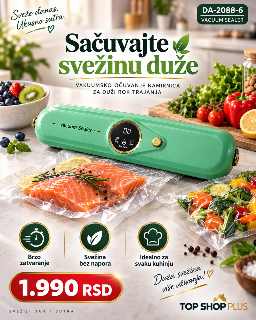 Vakuum Aparat za Pakovanje – Praktično Čuvanje Namirnica | Zelena Varijanta