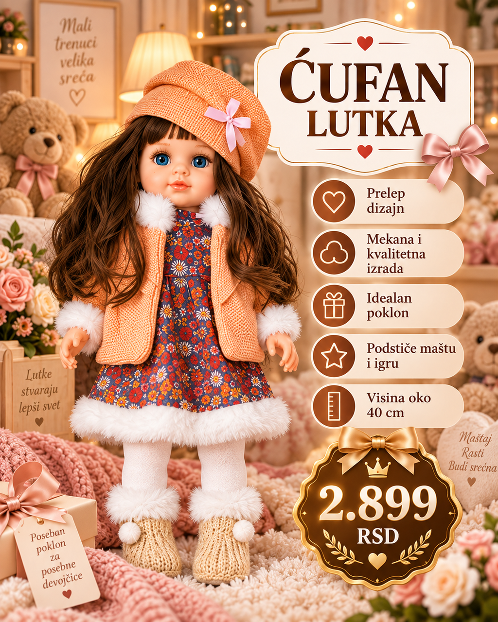 Cufan lutka – nežna lutka za igru i poklon