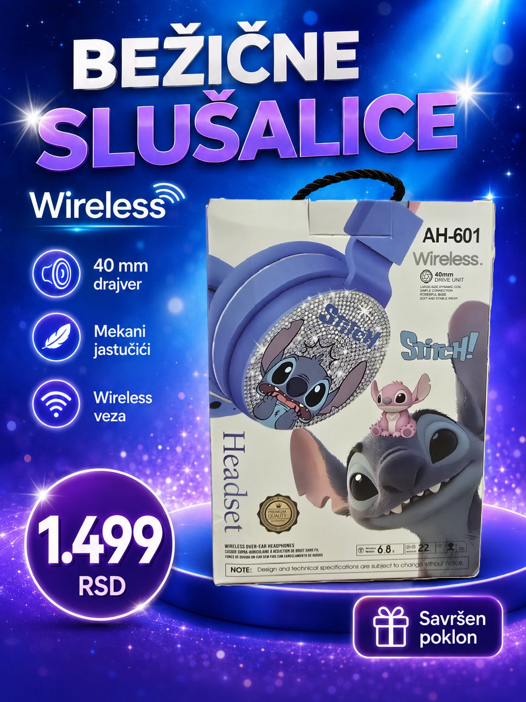 K-POP ili Stitch Bežične slušalice za decu