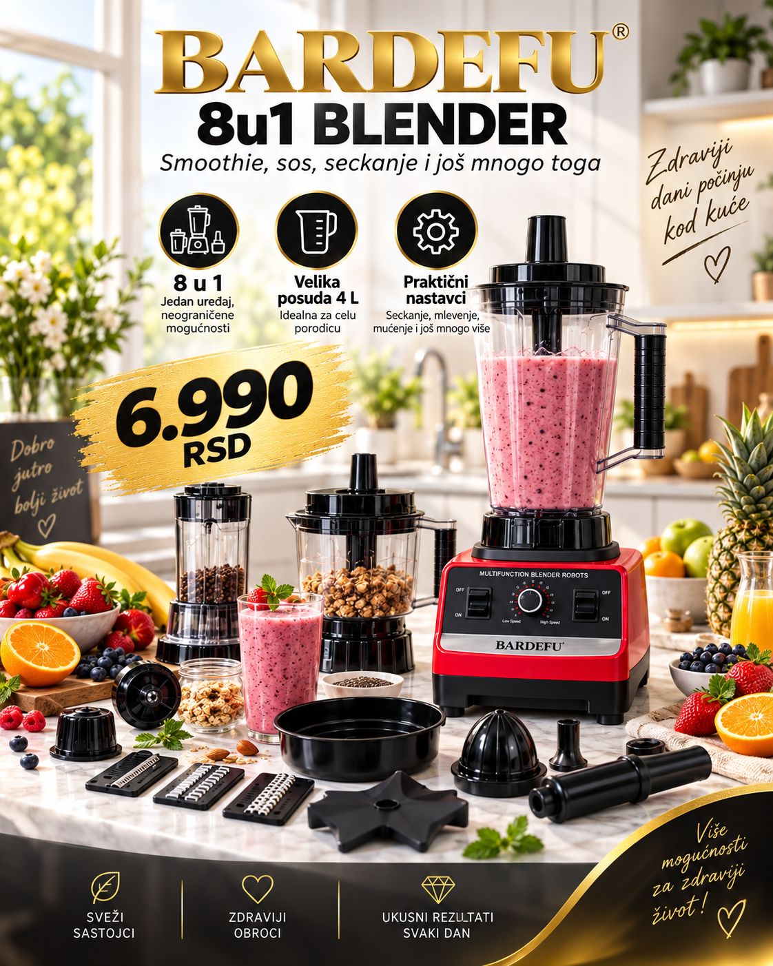 BARDEFU 8u1 blender sa nastavcima