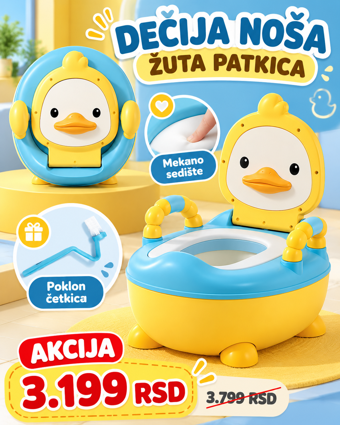 Dečija noša Žuta patkica - mekano sedište
