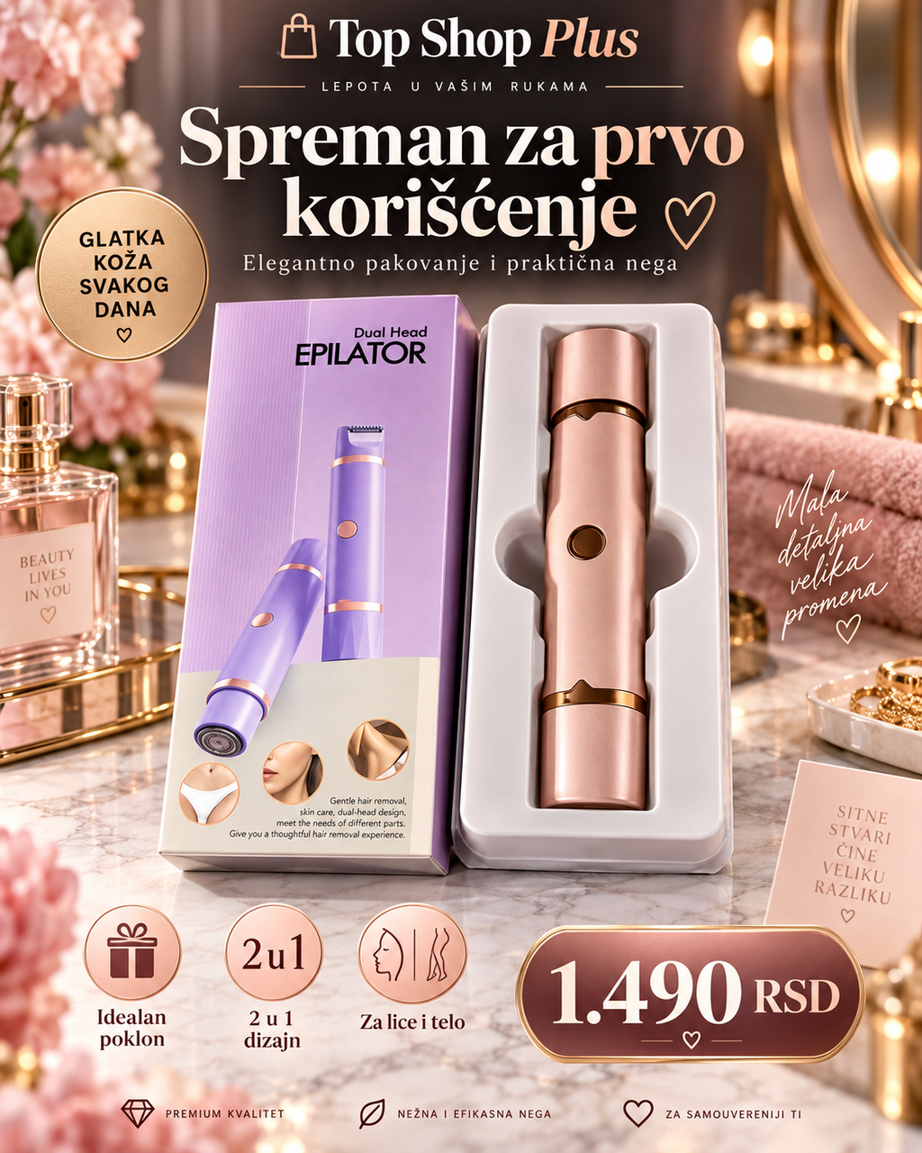 Dual Head epilator - uređaj i pakovanje