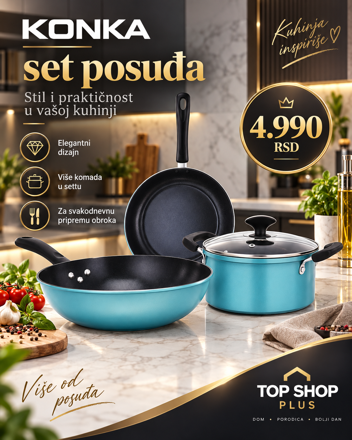 KONKA premium set posuđa za svakodnevno kuvanje