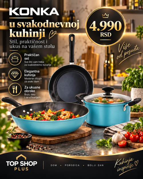KONKA set posuđa u svakodnevnoj kuhinji