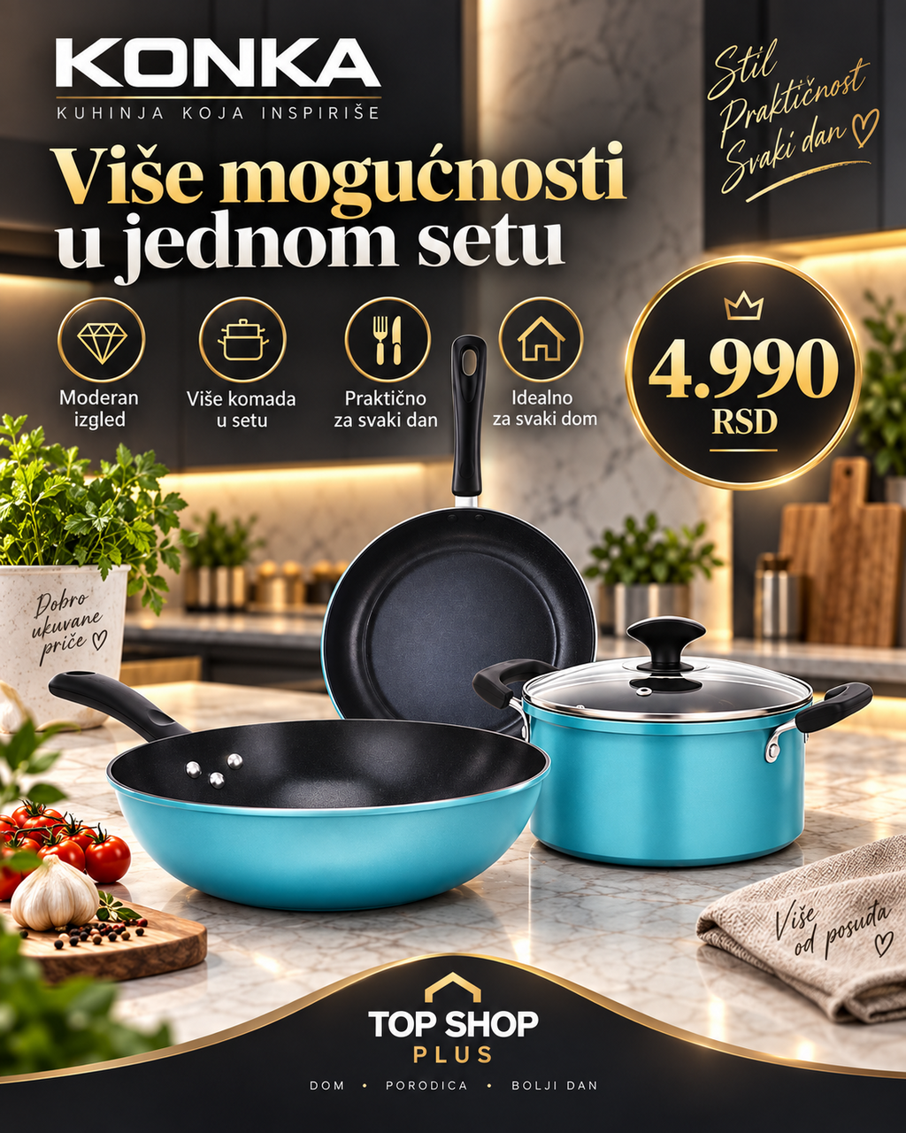 KONKA set posuđa - više mogućnosti u jednom setu