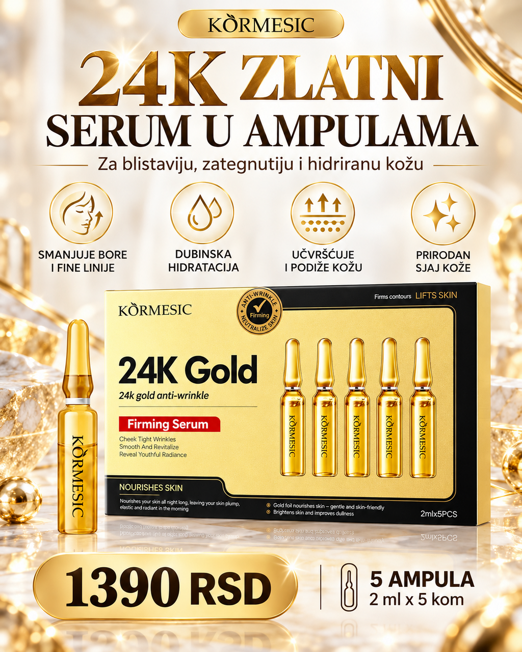 KORMESIC 24K Gold Firming Serum 5 ampula x 2 ml