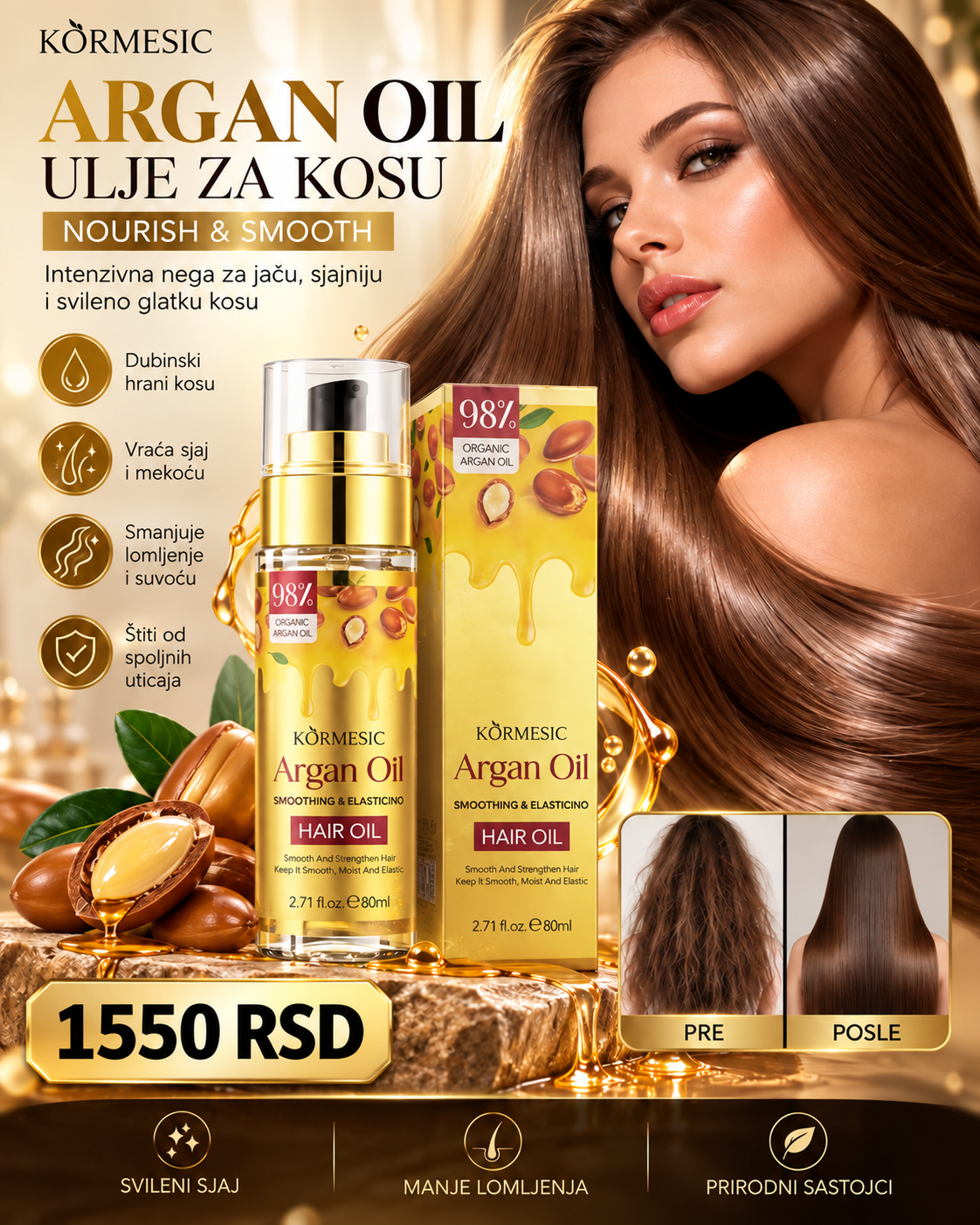 KORMESIC Argan Oil ulje za negu kose 80 ml