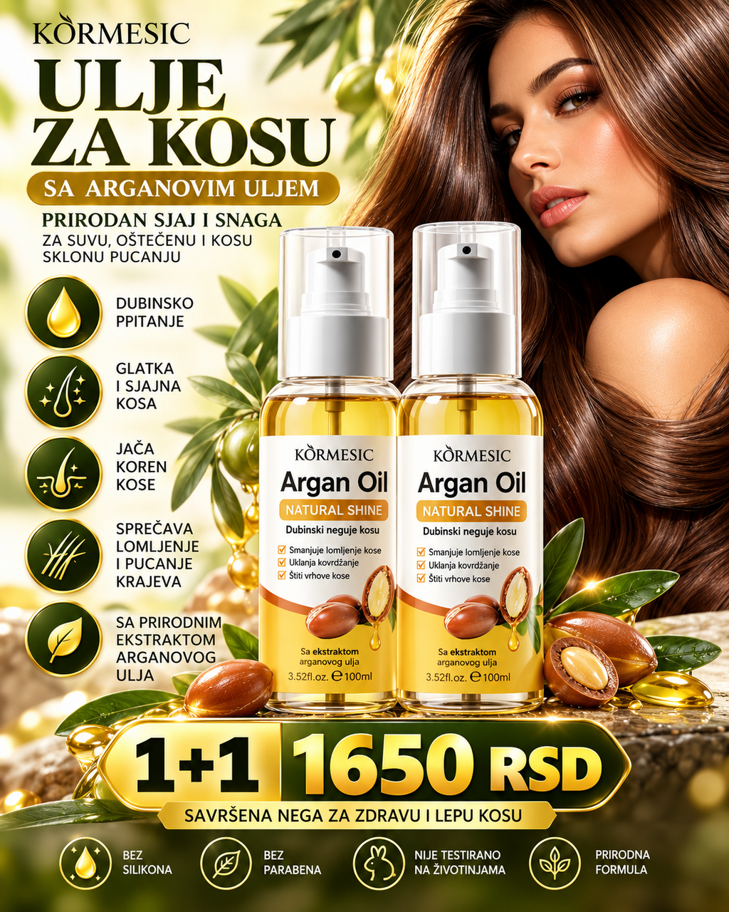 KORMESIC Argan Oil Natural Shine 100 ml 1+1