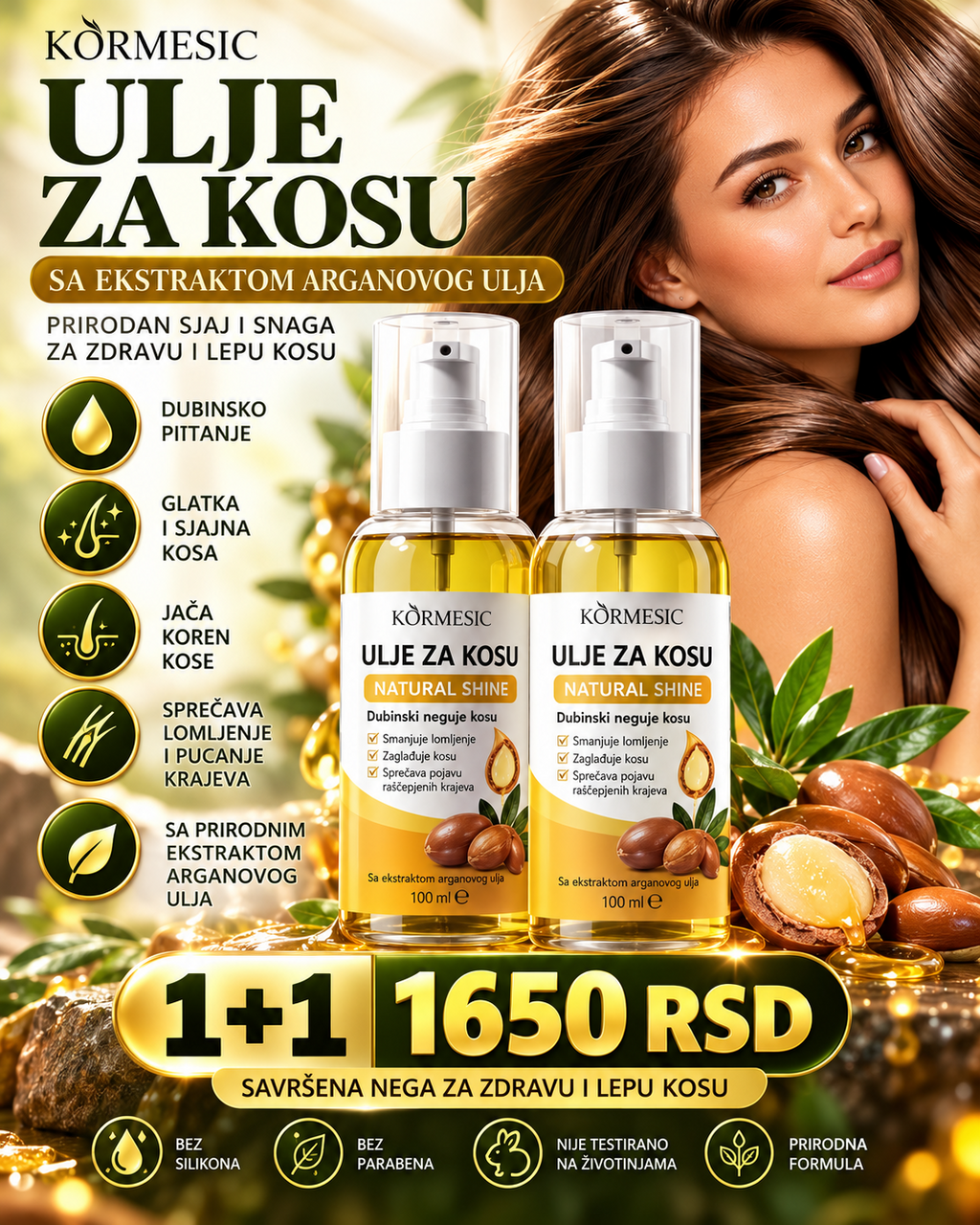 KORMESIC ulje za kosu sa ekstraktom arganovog ulja 100 ml 1+1