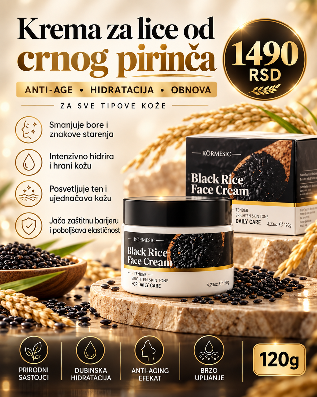 KORMESIC Black Rice Face Cream 120 g