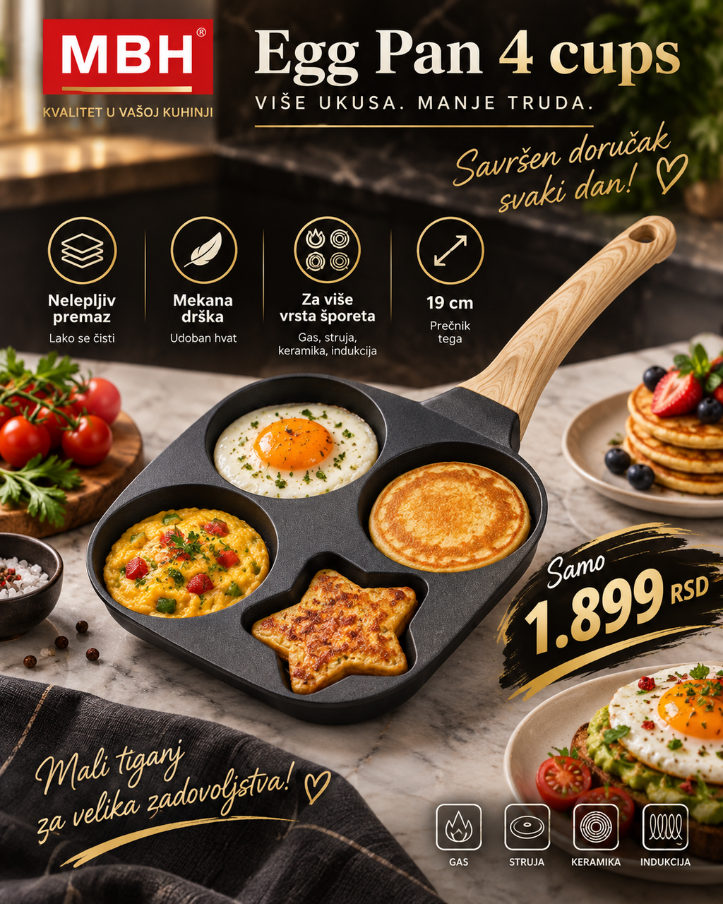 MBH Egg Pan 4 cups tiganj sa nelepljivim premazom