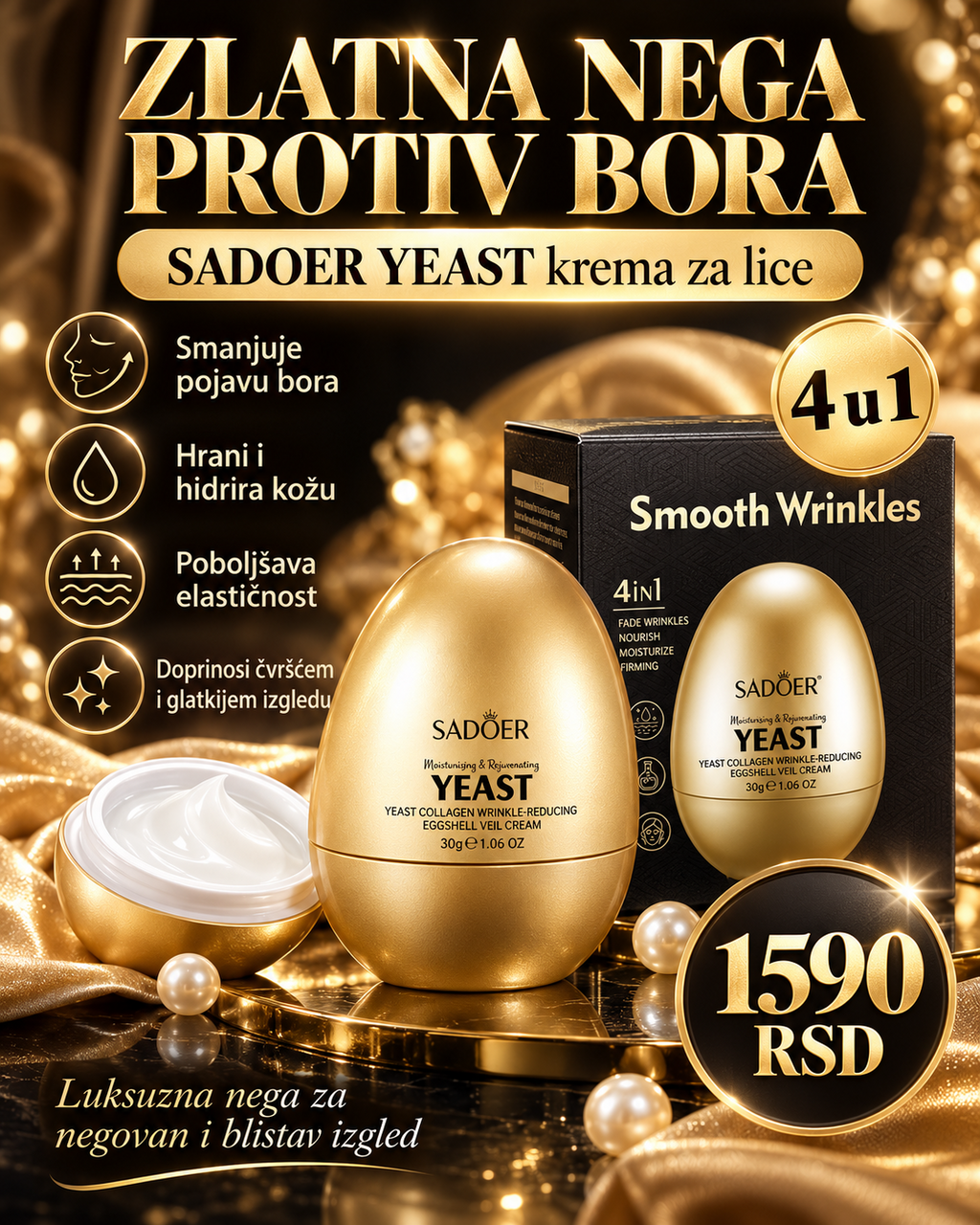 SADOER Yeast krema za lice 30 g