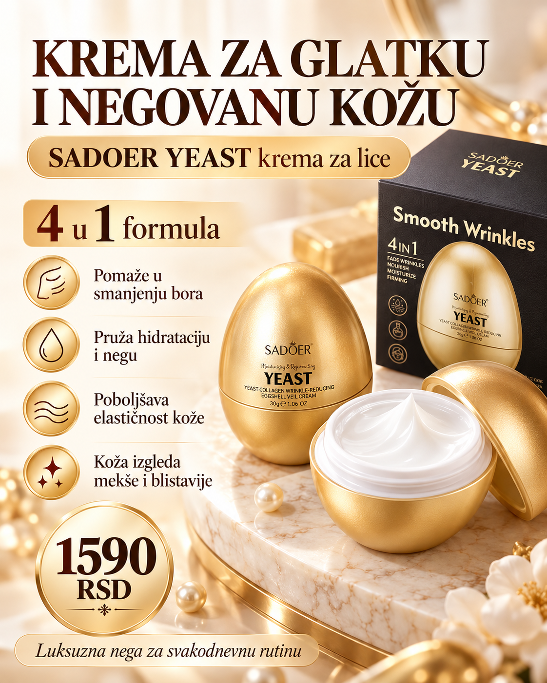 SADOER Yeast 4u1 krema za lice 30 g