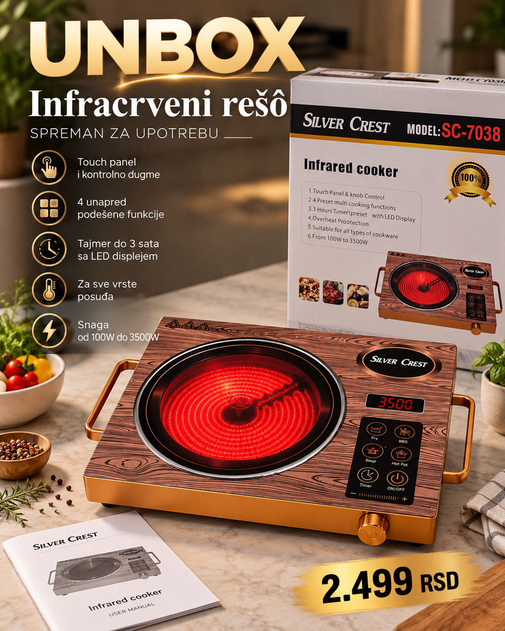 UNBOX Silver Crest SC-7038 infracrveni rešo i originalno pakovanje