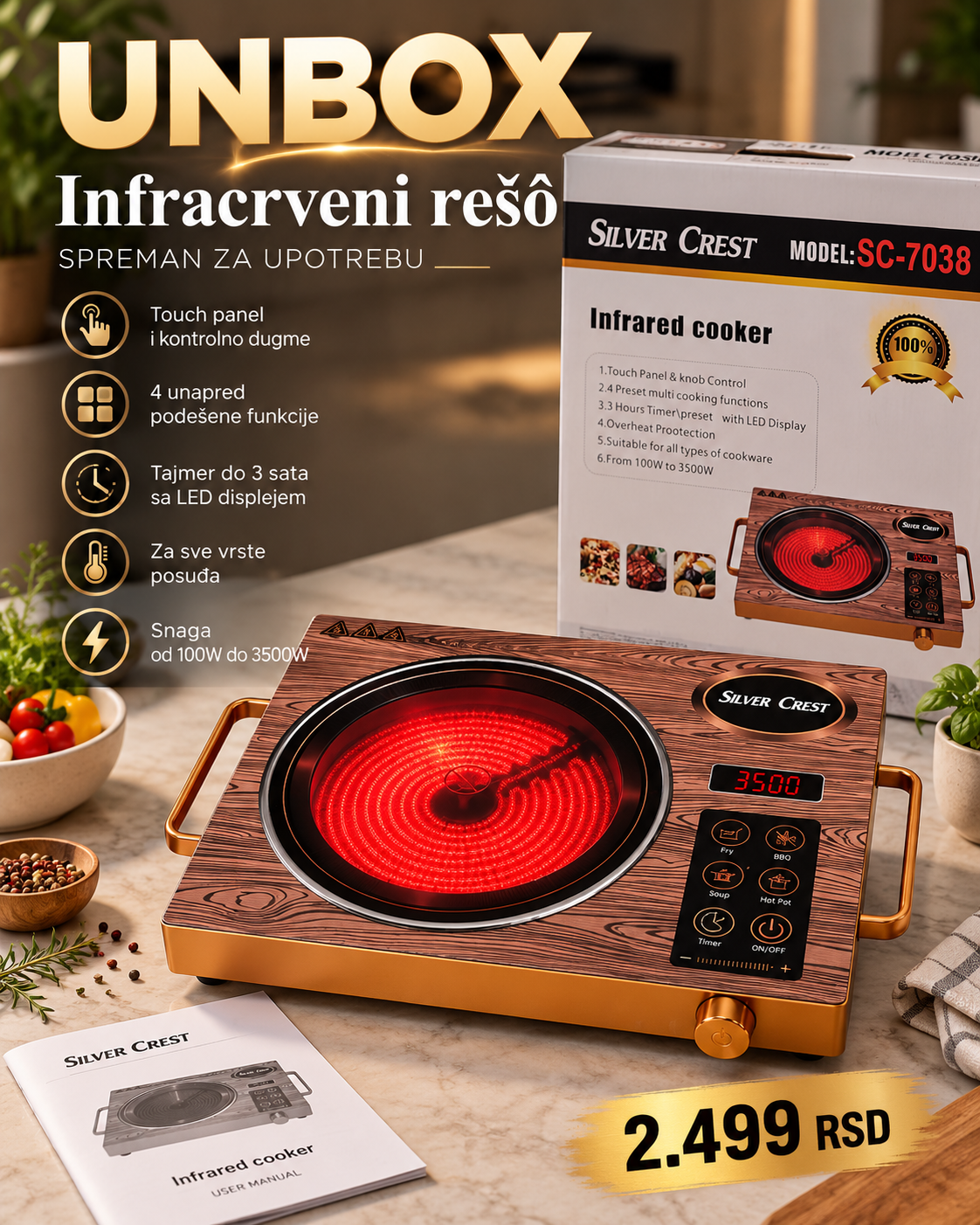 UNBOX Silver Crest SC-7038 infracrveni rešo i originalno pakovanje