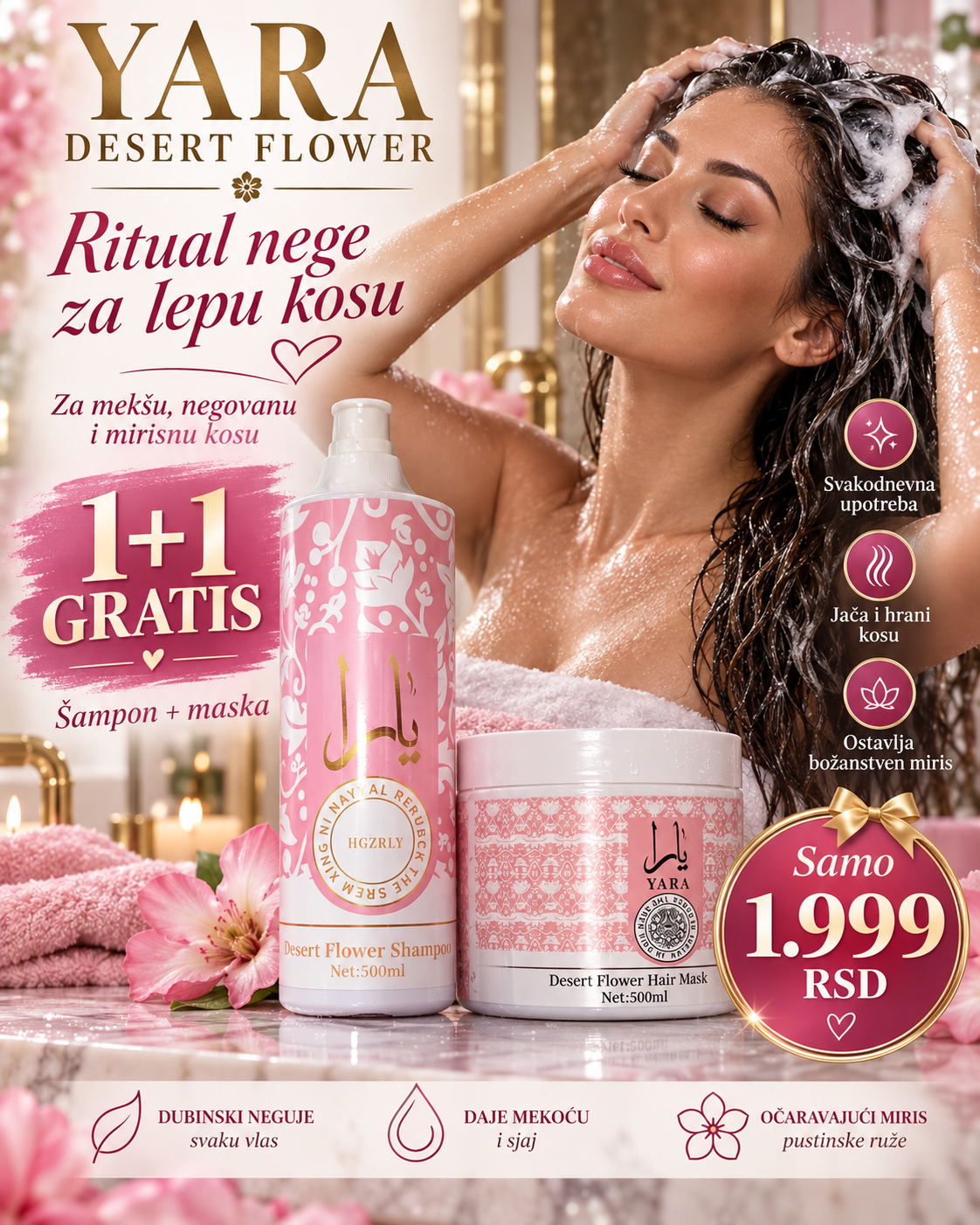YARA Desert Flower ritual nege kose šampon i maska 1+1 GRATIS