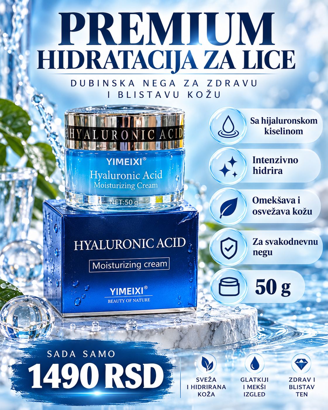 YIMEIXI hijaluronska krema za lice 50 g