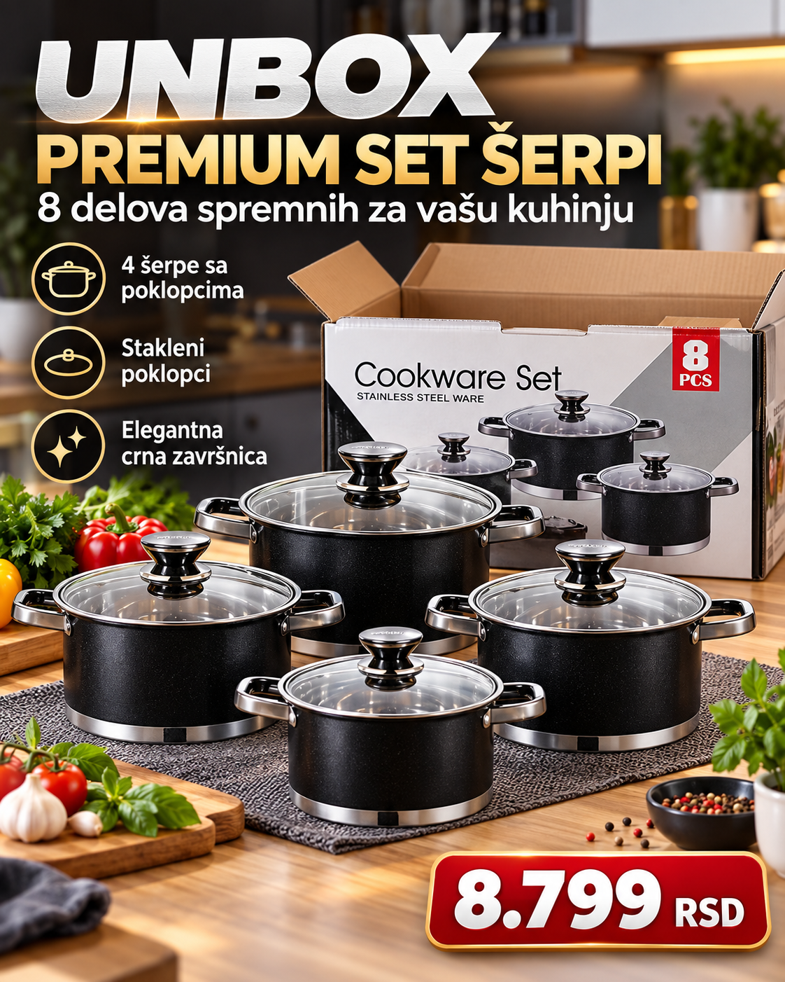 UNBOX Zeiplteir Z-1824 Premium set šerpi 8 delova